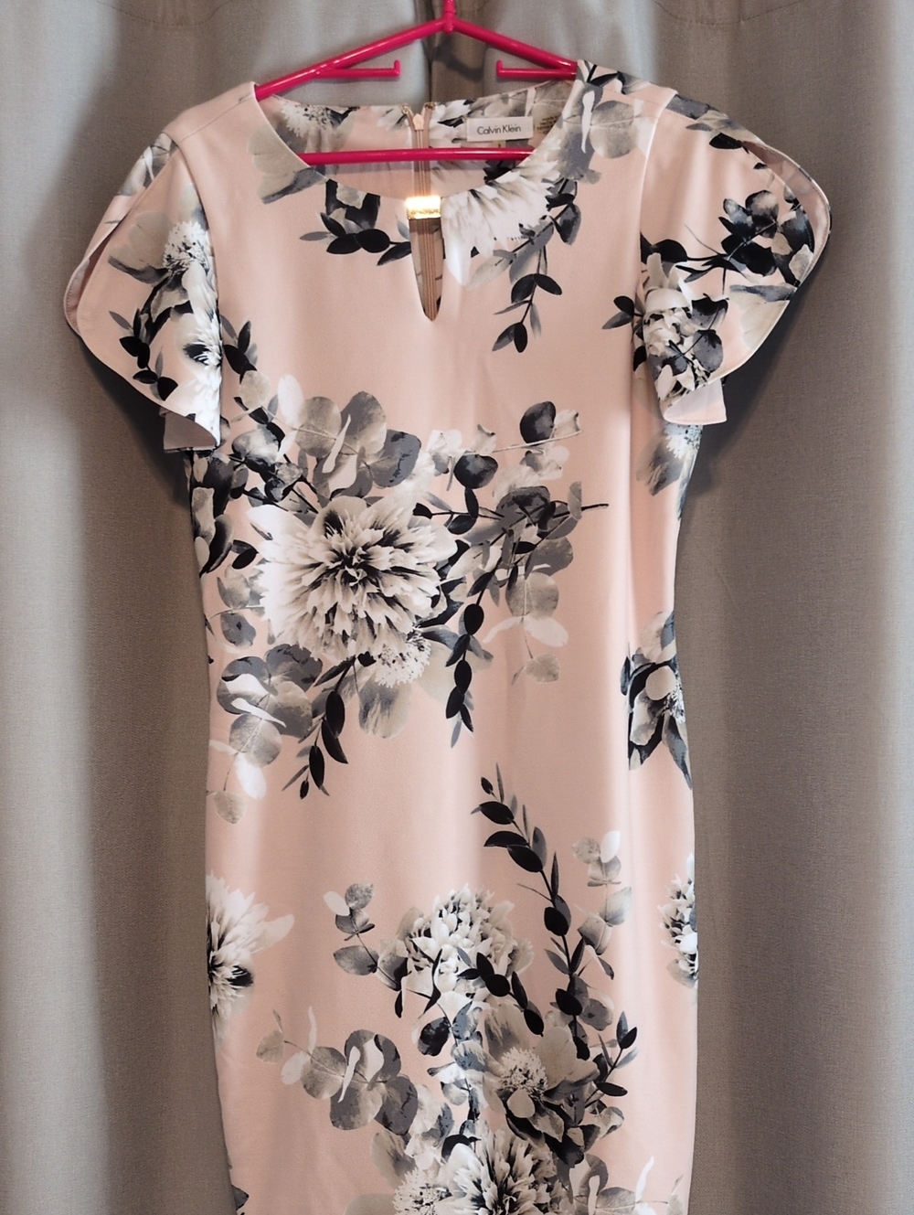 Calvin Klein Blush Pink Floral Midi Dress